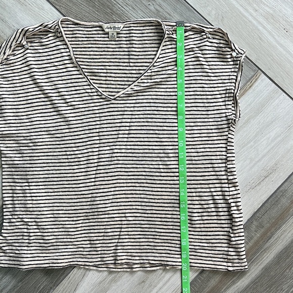Lucky Brand M Open Shoulder Button Striped Short Sleeve Shirt - Picture 6 of 6